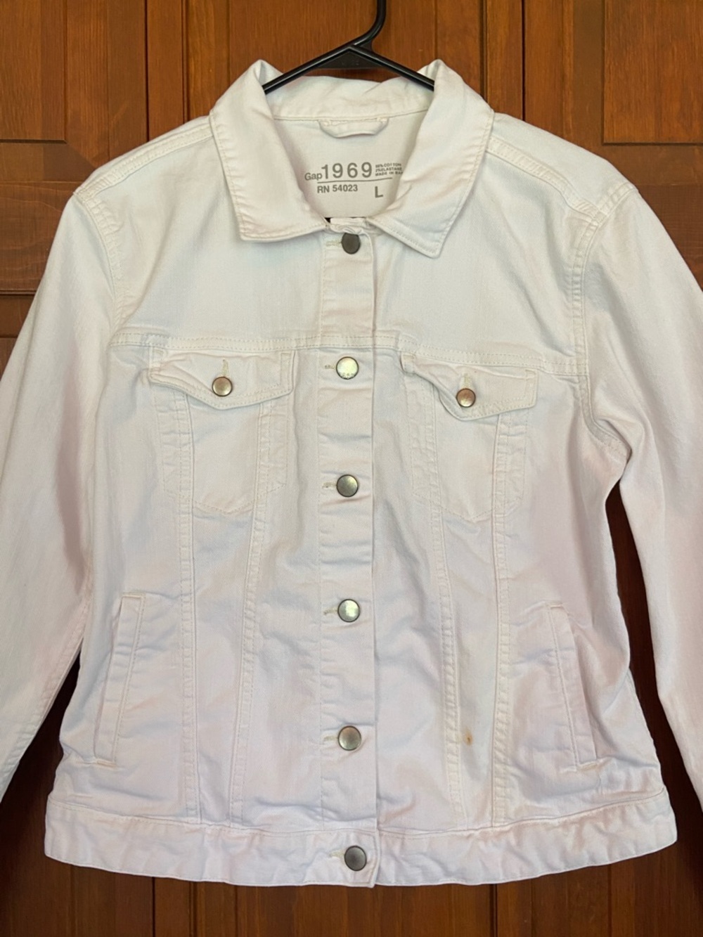 1969 White Denim Jacket - Women's Button-Front Jean Jacket